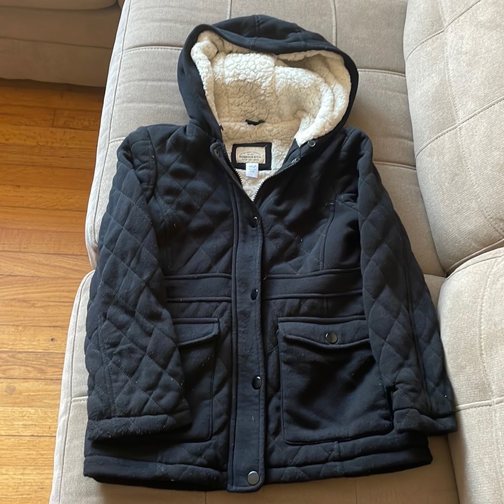 Girls fleece lined soft pea coat